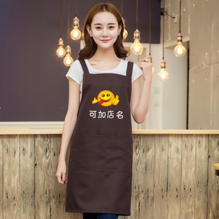 笑脸微笑欢迎光临男女工作服围裙定制定做加LOGO加图厨房多色围兜
