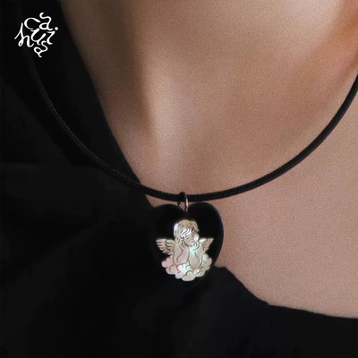 「礼物商店」韩国ODDITY手作小众高级珍珠项链毛衣链黑色项链绳