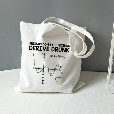 Chemistry Canvas Tote Bag 个性学霸算数印花学生上课手提帆布袋