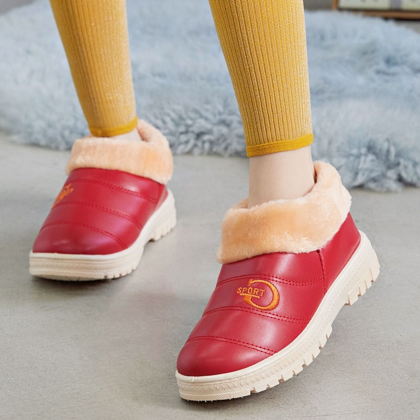 冬季棉拖鞋女棉厚底防水居家室内