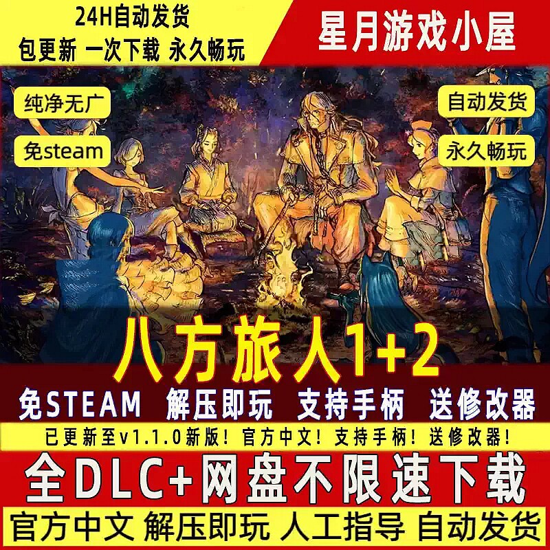 八方旅人1+2免Steam中文PC版网盘不限速解压即玩包更新送修改器图片