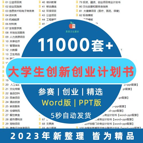 大学生创新创业计划书商业策划案word互联网大赛ppt成品案例撰写