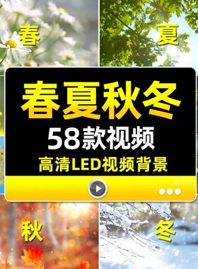 春夏秋冬LED背景视频秋天冬天夏天春天四季变化雪景花草落叶背景