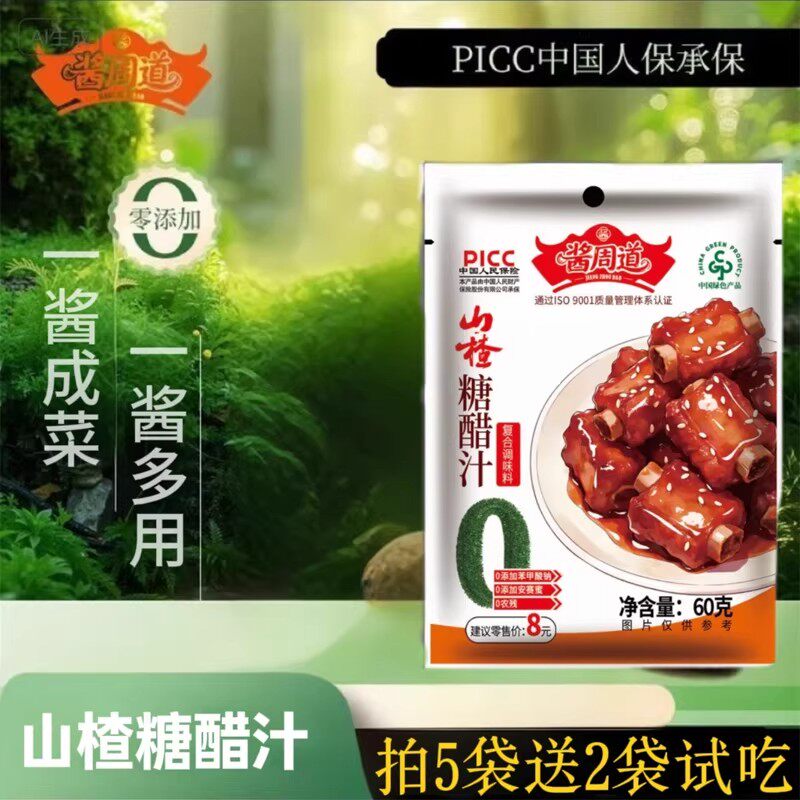 酱周道山楂糖醋汁正宗家商用糖醋排骨调料山楂糖醋汁酸甜调味酱料
