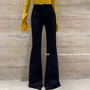 女5122 收腹高弹力贼显瘦秋冬植绒微喇牛仔裤 合肥欢欢 腿精女神