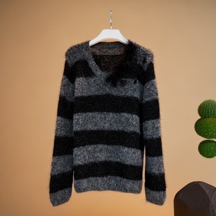 亮片宽松百搭套头条纹毛衣女潮2307 秋冬时尚 合肥欢欢 冬日恋歌