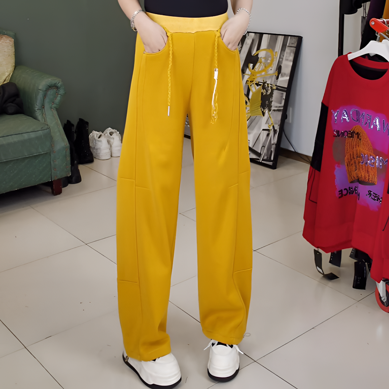 百搭显瘦宽松加绒休闲裤女