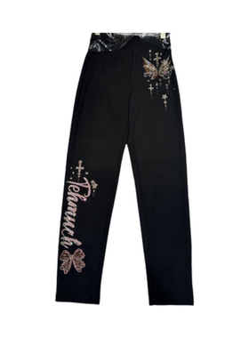 合肥欢欢 自在出街”时尚百搭烫钻显瘦弹力外穿打底休闲裤女79531