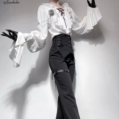 王子系lolitaV领衬衫高腰长裤cos