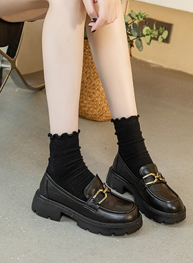 2025款意大利凯撒KAISER乐福鞋女一脚蹬单鞋厚底英伦风小皮鞋通勤