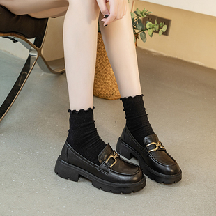 厚底英伦风小皮鞋 女一脚蹬单鞋 通勤 意大利凯撒KAISER乐福鞋 2025款