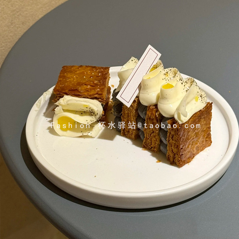 陶瓷牛排盘甜品盘纯色圆形餐盘