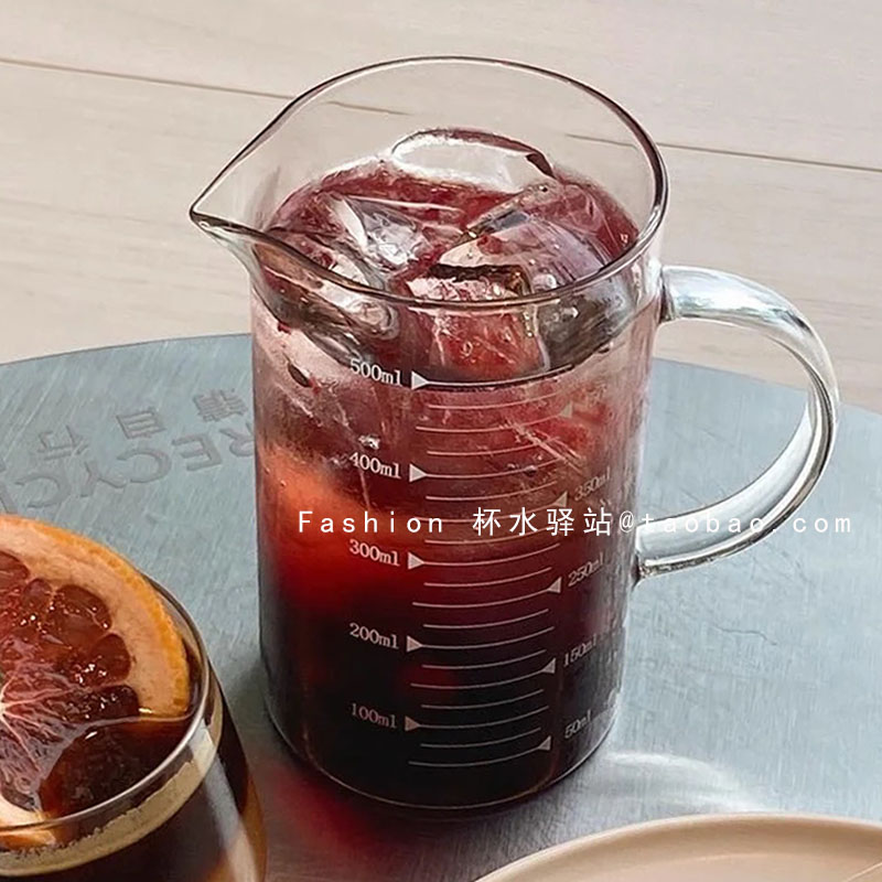 加厚高硼硅玻璃刻度量杯手冲式咖啡分享壶简约无铅耐热玻璃大容量