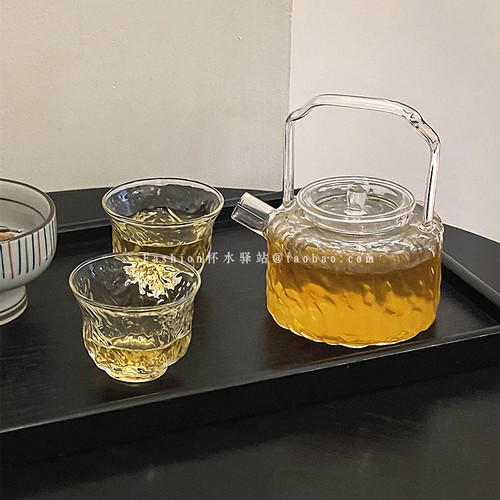 ins日式锤纹玻璃茶壶茶杯