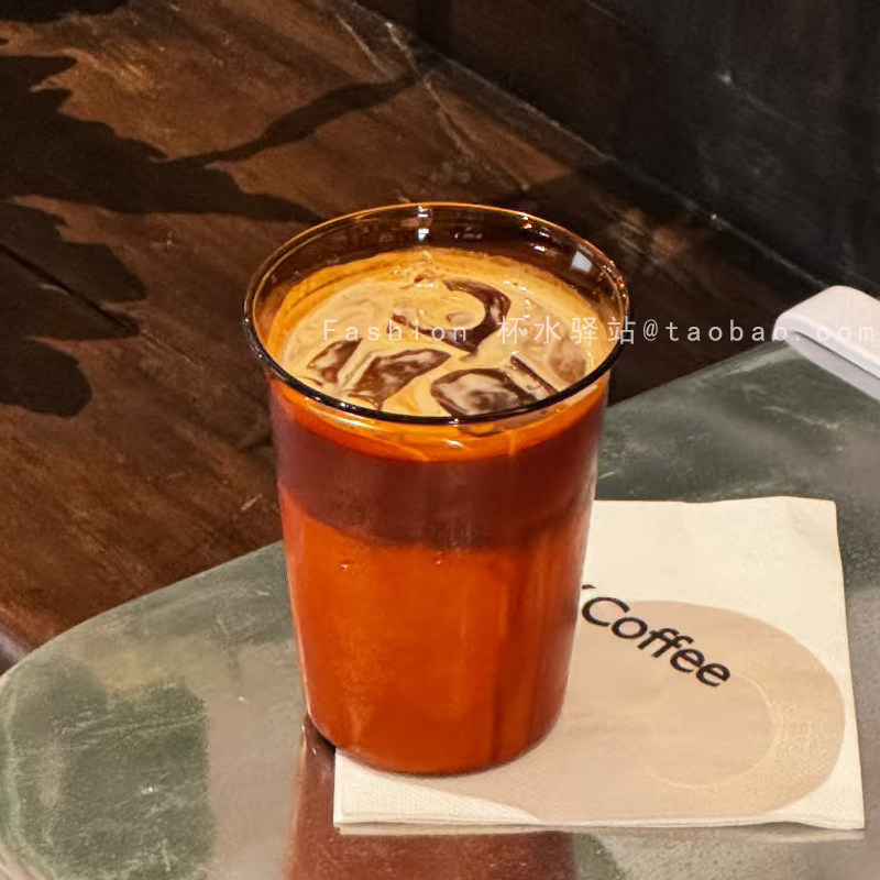 简约琥珀色耐热玻璃咖啡杯