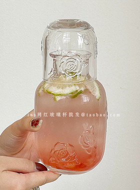 玻璃复古ins风浮雕花朵一壶一杯