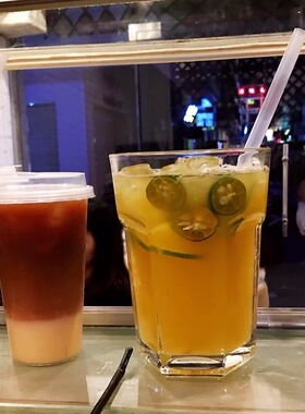 ins网红餐厅冷饮杯 800ml超大玻璃柠檬果汁杯 水果茶杯 莫吉托杯