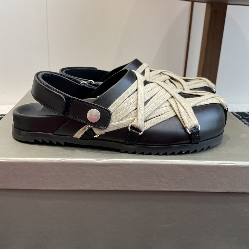 高定真皮厚底包头拖鞋女夏外穿2026年春夏新款半拖勃肯情侣鞋百搭