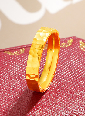 古法锤纹戒钛钢不掉色情侣对戒