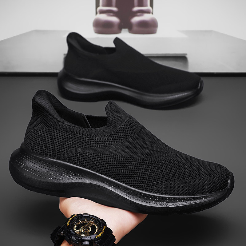 踩屎感飞织网面健步鞋男一脚蹬防滑软底轻便透气爸爸鞋休闲运动鞋,流行男鞋,健步鞋,淘宝优惠券,粉丝福利购,淘宝优惠卷