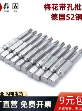 德国S2钢梅花带孔批头T10T15T20T30T40防盗螺丝专用风批50mm100mm