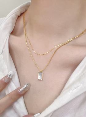白贝春夏闪片双层锁骨链