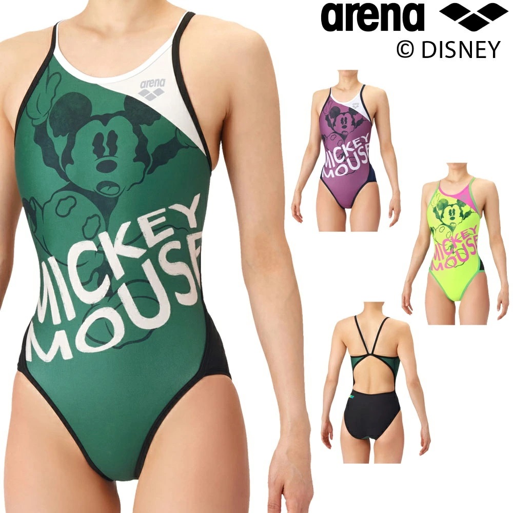 日本代购Arena阿瑞娜女士三角连体泳衣米奇游泳训练耐氯2026春夏