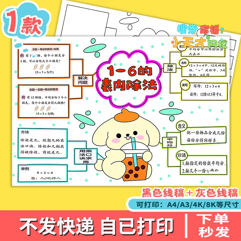 1-6的表内除法思维导图手抄报二年级上册数学第三单元电子版g064