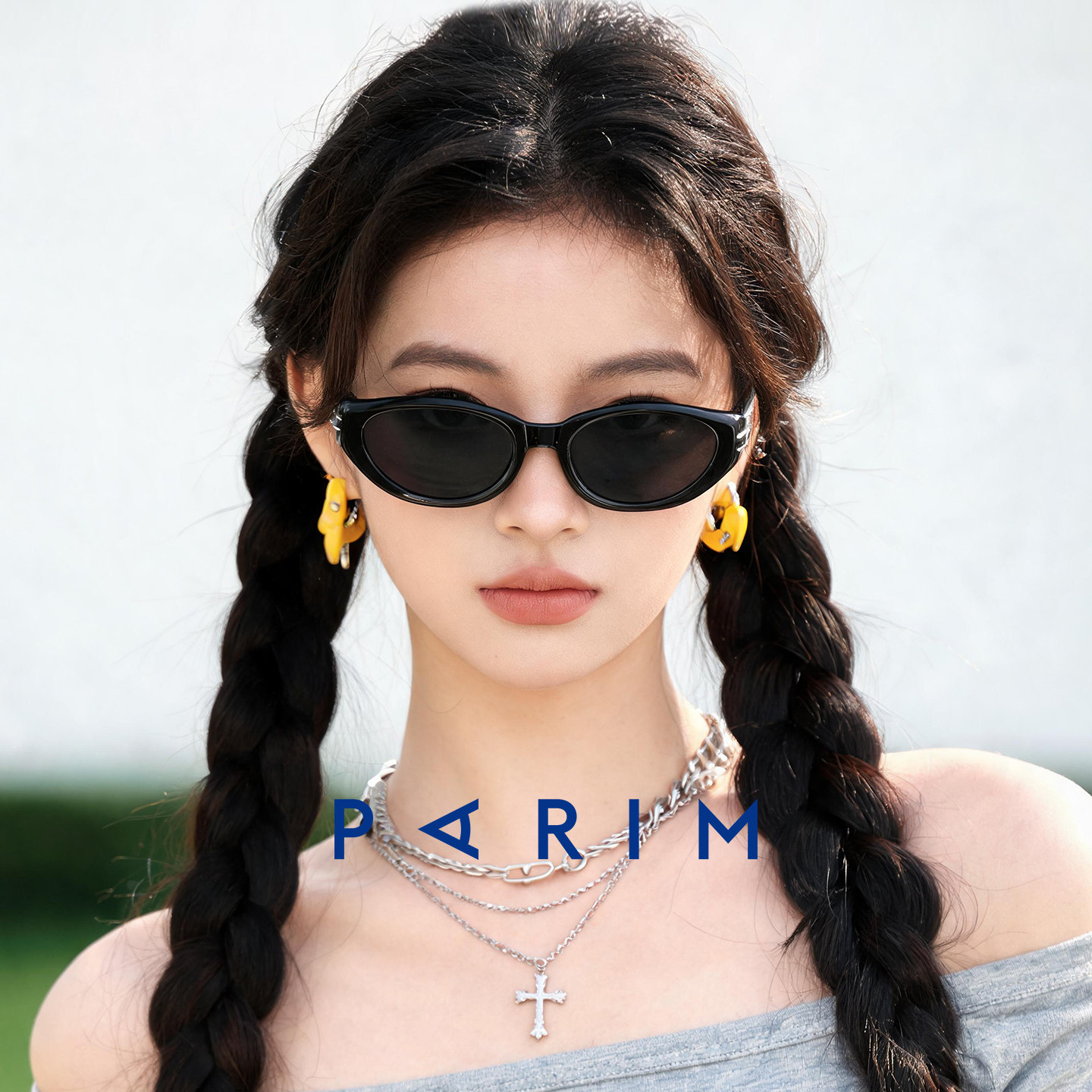银翼镜明星同款派丽蒙2026新款潮流猫眼太阳镜墨镜女高级感76092