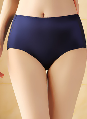 一片式无痕冰丝款内裤女中腰三角底裤头夏季薄款透气女士性感黑色