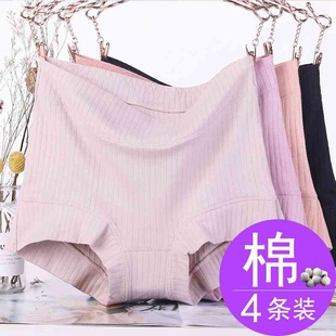 棉质平角舒适胖mm200胖子四角棉质齐腿平脚裤 加肥加大码 女士内裤