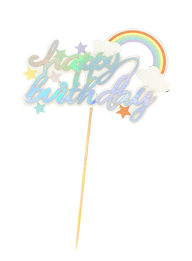 烘培蛋糕装饰 丝带星星云朵彩虹插牌插件 儿童生日派对甜品台装饰