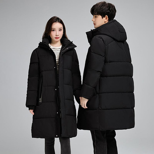 中长款 男士 棉服加厚保暖过膝宽松百搭外套连帽情侣棉袄女 新款 冬季