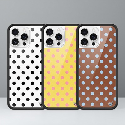 Wildflower壳Polka Dots黑白棕色黄色波点适用iPhone17/16/15ProMax/14Plus苹果13ProWF欧美时尚防摔保护12