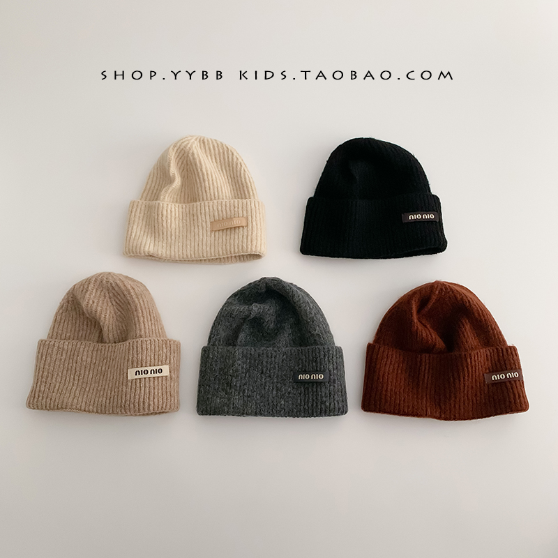 韩版简约儿童帽子秋冬季保暖加厚针织套头帽男女宝宝护耳毛线帽潮