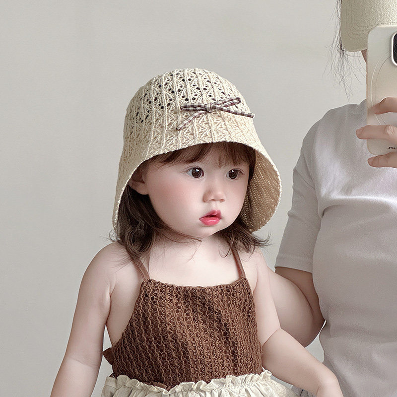 韩系蝴蝶结儿童帽子夏季薄款透气编织草帽女宝宝遮阳防晒渔夫盆帽,童装/婴儿装/亲子装,帽子,淘宝优惠券,粉丝福利购,淘宝优惠卷