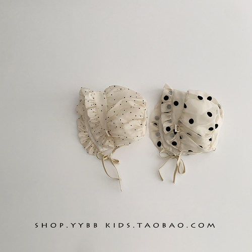 ins波点婴儿帽子春夏季薄款遮阳护囟门胎帽宝宝小月龄新生宫廷帽