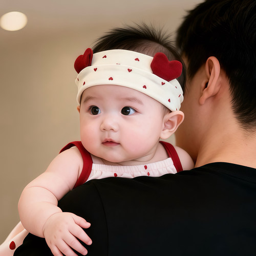 婴幼儿护囟门帽子夏季薄款纯棉小月龄发饰女宝宝甜美新生儿发带韩