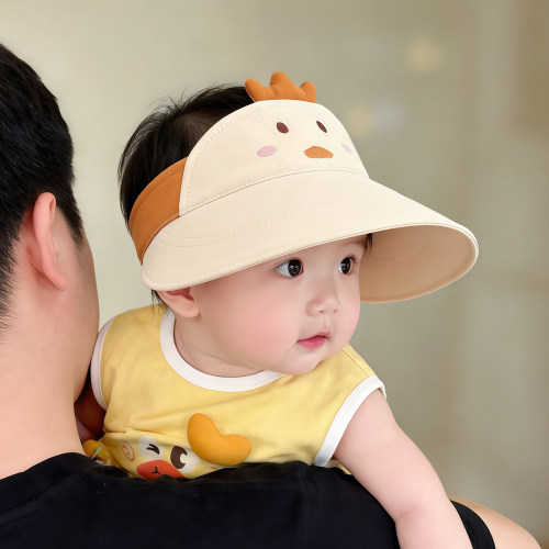 宝宝遮阳帽子夏季薄款大帽檐防晒鸭舌空顶帽男孩女儿童速干太阳帽