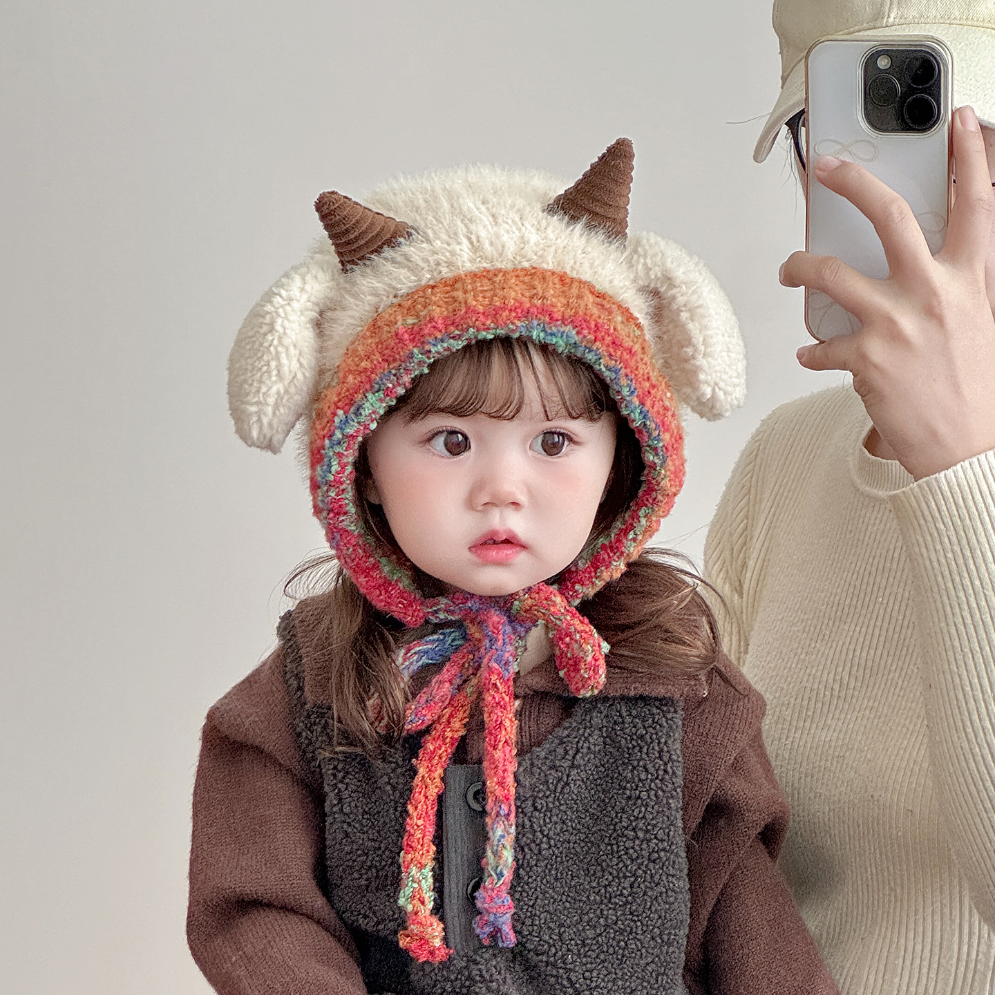 儿童帽子秋冬季保暖加厚可爱毛绒帽男女宝宝防风针织护耳毛线帽潮