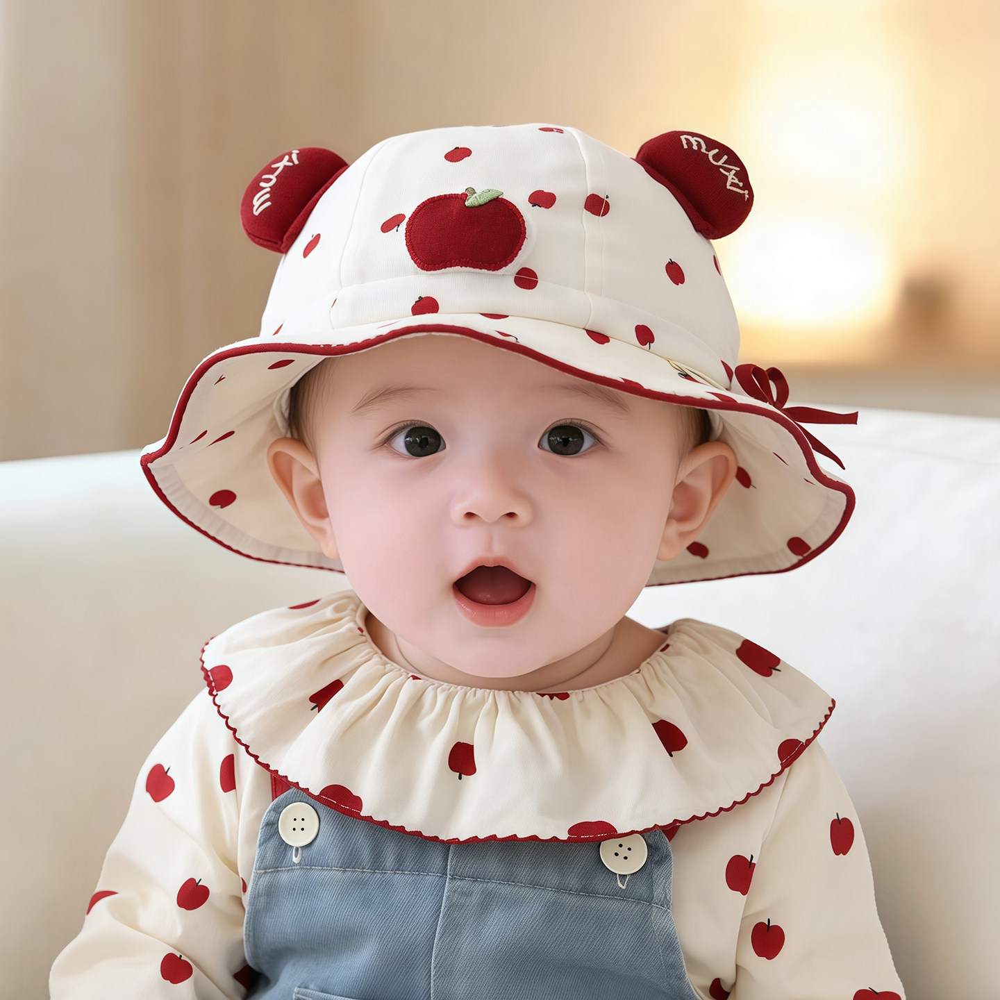 婴儿帽子春秋薄款遮阳防晒渔夫帽男女宝宝小月龄可爱卡通夏季盆帽
