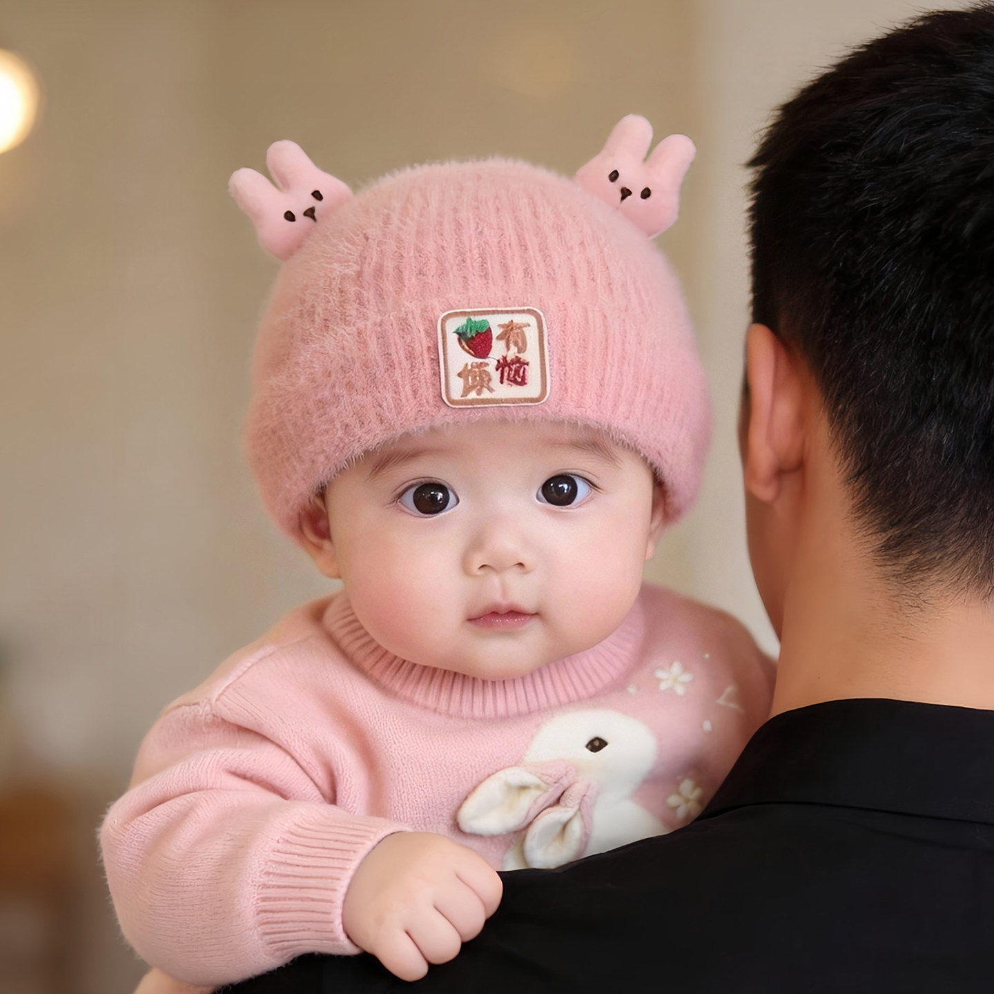 婴幼儿帽子秋冬季保暖加厚针织毛线胎帽男女宝宝小月龄新生套头帽