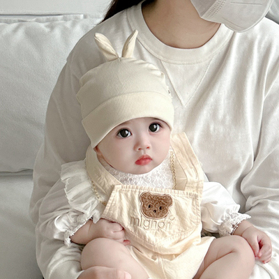 婴幼儿帽子春秋季护囟门新生儿可爱纯棉胎帽男女宝宝小月龄套头帽