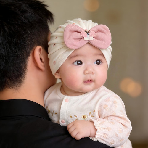 婴幼儿帽子春秋薄款防风护囟门印度帽女宝宝小月龄可爱新生儿胎帽