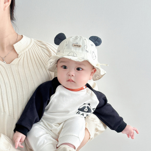 婴儿帽子春秋薄款 可爱超萌渔夫帽男女宝宝小月龄遮阳可调节盆帽夏