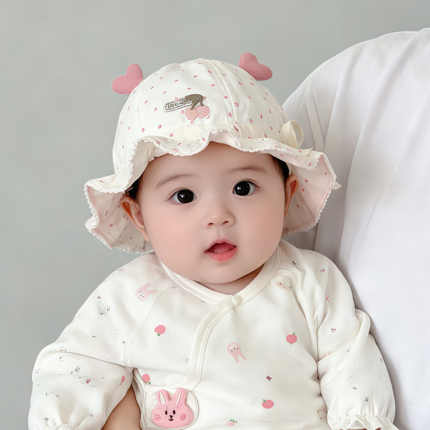 婴儿帽子春秋薄款遮阳防晒可调节渔夫帽女宝宝小月龄甜美爱心盆帽,童装/婴儿装/亲子装,帽子,淘宝优惠券,粉丝福利购,淘宝优惠卷