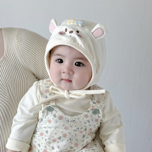 婴幼儿帽子秋冬款可爱卡通护耳包头帽男女宝宝小月龄保暖防风胎帽