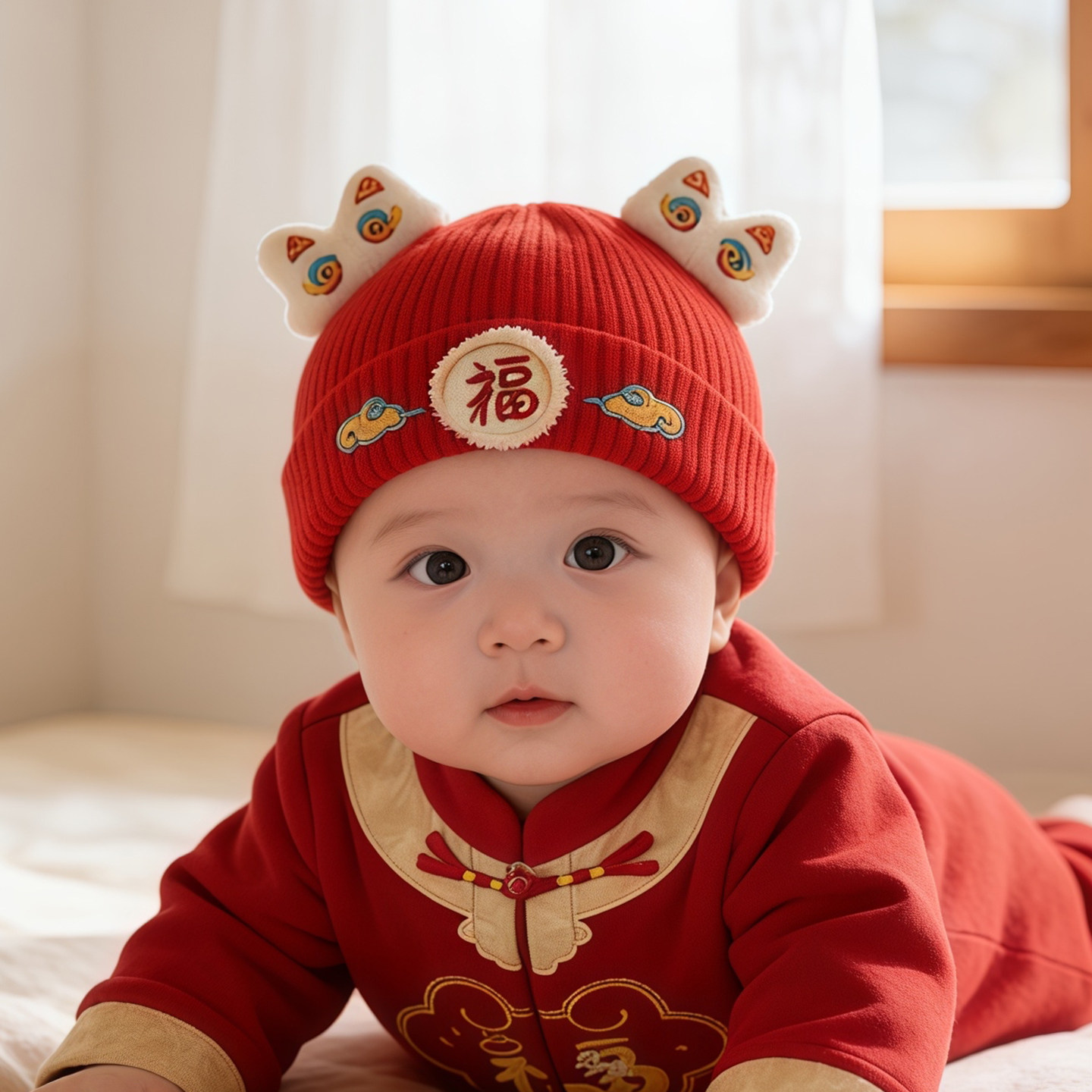 婴幼儿喜庆红色新年帽子秋冬季宝宝小月龄针织毛线帽保暖周岁帽冬,童装/婴儿装/亲子装,帽子,淘宝优惠券,粉丝福利购,淘宝优惠卷