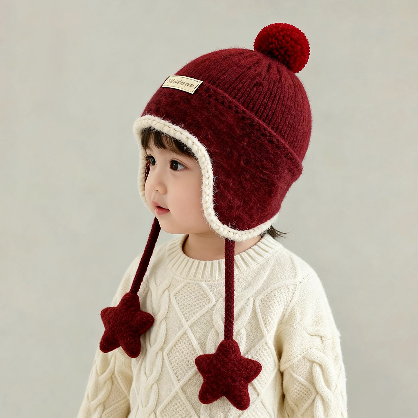 儿童帽子秋冬季保暖加厚针织护耳帽男女宝宝可爱防风毛线韩版帽潮