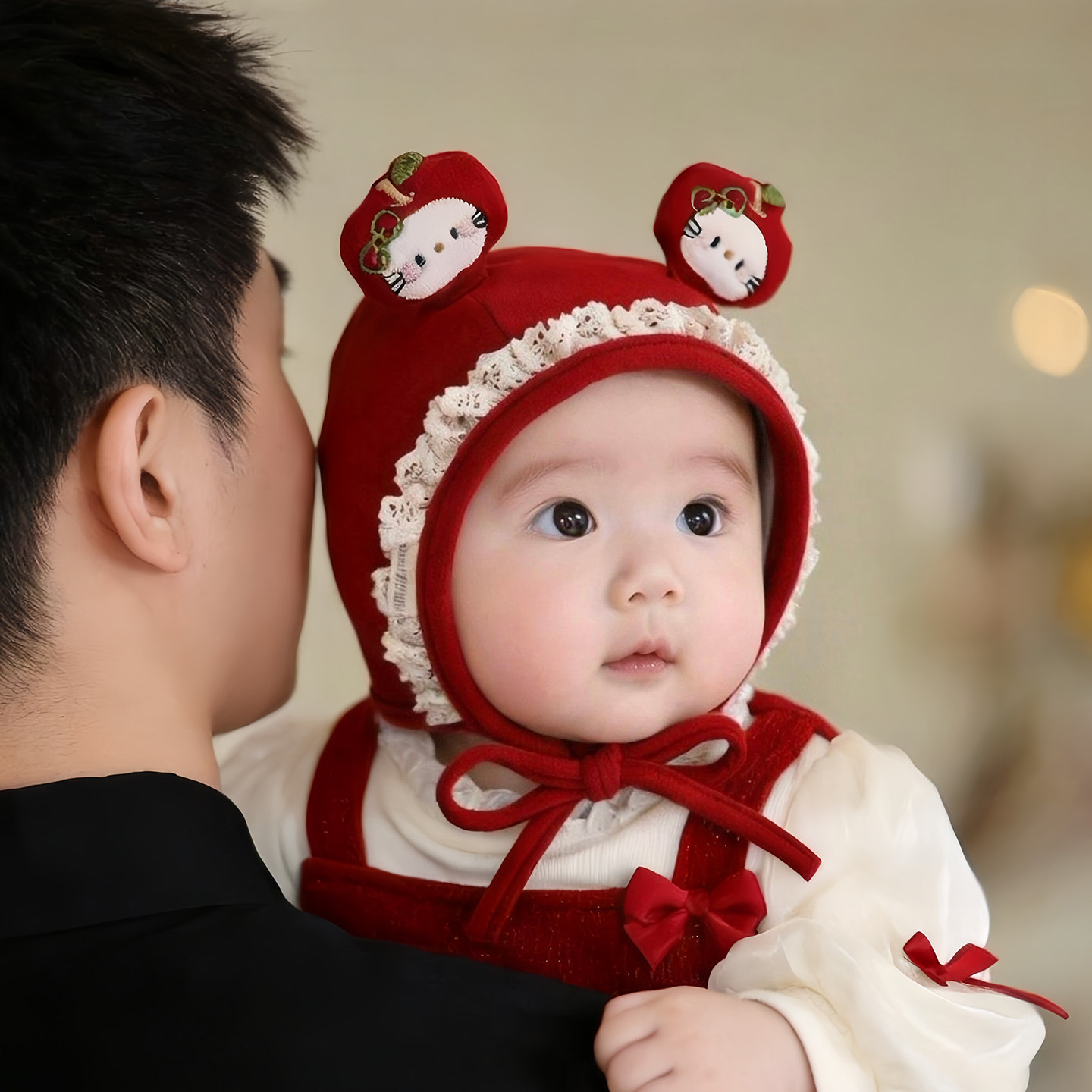 婴幼儿帽子秋冬款保暖防风护囟门包头帽女宝宝小月龄可爱女孩胎帽